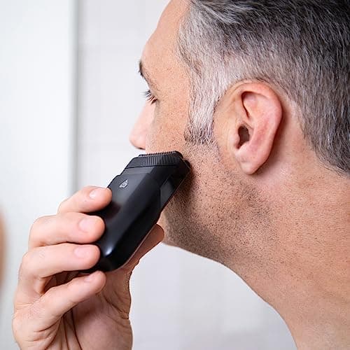 MANSCAPED® The Handyman™ Compact Face Shaver – Portable Men’s Travel Facial Hair Groomer, USB-C Rechargeable Razor, Electric Foil Face Shaver, Waterproof, Cordless, Dual-Action SkinSafe® Foil Blades 8