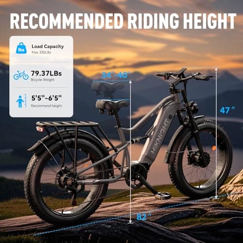 HiKNiGHT Dual Motor Electric Bike Peak 3000W, 52V 20AH Battery E Bike for Adults 26 Inch Fat Tire Mountain Electric Bicycle 38 MPH, Full Suspension Dual Hydraulic Disc Brake, Up to 90 Miles Range 7