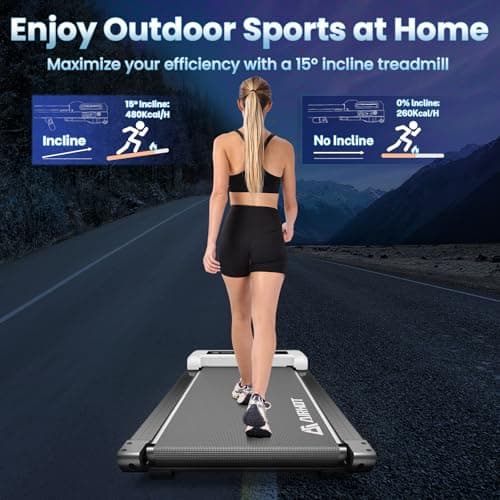 AIRHOT 15 Incline Walking Pad Treadmill With Remote Control & LED Display, 2.5HP Under Desk Quiet Portable Treadmill for Home Office Use, Compact Space 3