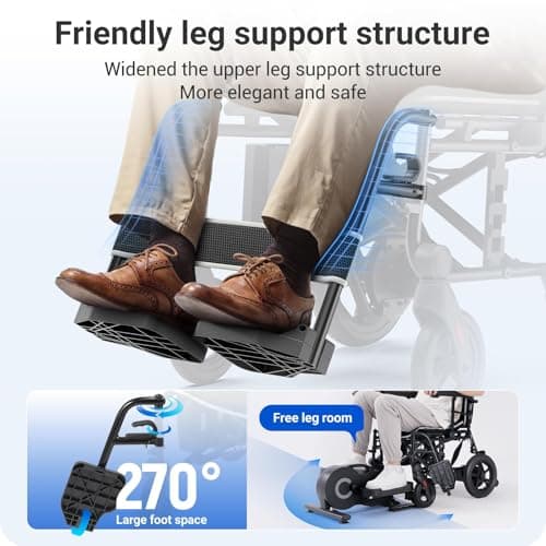 VERPAL 34lbs Lightweight Electric Wheelchair for Adults, 500W Foldable Electric Wheelchairs with 220 lbs Capacity, 12Ah 12.5 Miles All Terrain Power Wheelchair for Home, Hospital, Nursing Home, Park 5