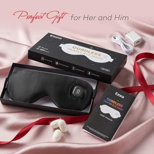 Ezona Silk Cordless Heated Eye Mask, Warm Eye Compress Mask for Dry Eyes, Washable Eye Heating Pad for Travel, Dry Eyes, Blepharitis, Sinus Migraine (Black) 7