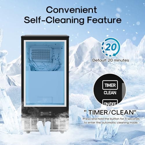 ICEPURE Under Counter Ice Maker with Drain Pump, Built-in 15 inch Wide, 80 lbs/24H Freestanding Commercial Ice Machine, Auto-Cleaning, 24H Timer 26 lbs Storage Stainless Steel, Silver Gray 5