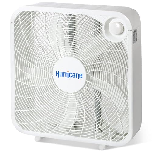 Hurricane Classic Floor Mount Box Fan w/ 3 Quiet Speeds, White, 20" - Corded Portable Electric Air Cooling Unit w/ Powerful 2400 CFM Airflow for Home, Garage, Office, Bedroom & Basement