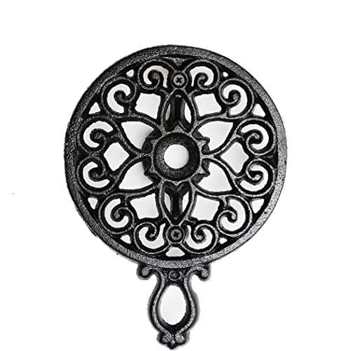 Sungmor Cast Iron Teapot Warmer Dish Cups Heater Pot Trivet - Rustic & Graceful Pattern Design with Tealight Holder - Heavy Duty & Decorative Candle Holder Stands for Heat Food Coffee Milk or Tea