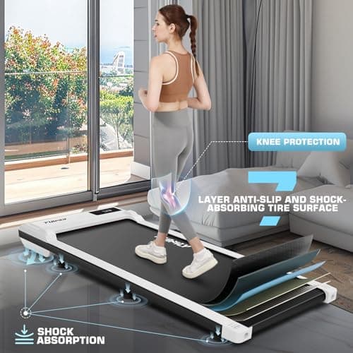 Under Desk Treadmill, Walking Pad Treadmill for Home Office, 2.5 HP Portable Walking Treadmills 300 lb Capacity, Compact Walking Jogging Running Machine with Remote Control and LED Display 2