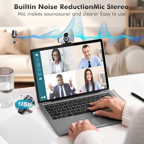 Gozvrpus USB HD Webcam with Built-in Microphone and Rotatable Tripod, 1080P Video, Wide Angle Camera, Privacy Cover, for Desktop PC or Laptop Computer（White） 6