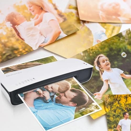 Laminator, A4 Laminater Machine, 9 Inch Thermal Laminater Machine, 4 in 1 Personal Desktop Cold Laminator with Paper Cutter and Corner Rounder 15 Laminating Pouches for Office School Business Use 5