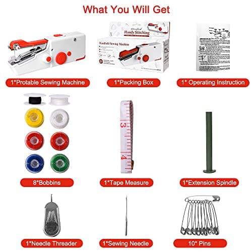 Handheld Sewing Machine, Quick Sew Mini Portable Electric Sewing Machine For Beginners Adults, Easy To Use Suitable for Sewing Clothes, Family Travel, DIY 7