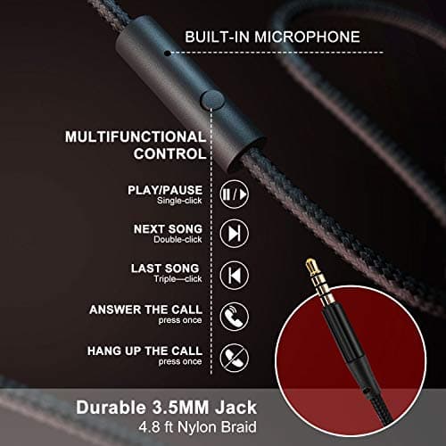 LORELEI X6 Over-Ear Wired Stereo Bass Headphones with Microphone, Lightweight, Foldable & Portable with 1.45M No-Tangle for Smartphone, Tablet, MP3/4, Space Black 5