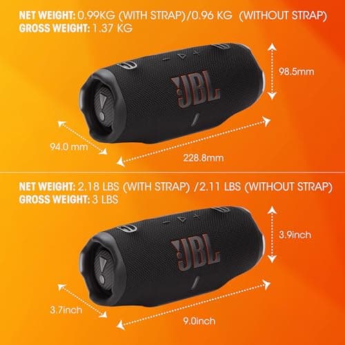 JBL Charge 6 - Portable Waterproof & Drop-Proof Bluetooth Speaker, Bold JBL Pro Sound with AI Sound Boost, 28Hrs of Playtime, Built-in powerbank & Comes with a Sturdy/Removable Carrying Strap (Black) 6