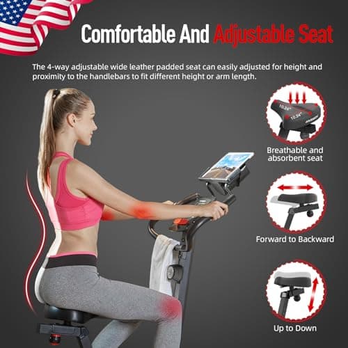 HARISON Exercise Bike for Home Gym with Self-Powered System, Electromagnetic/Magnetic Control Stationary Bikes for Home with 2 in 1 LCD Monitor and Tablet Holder, 350lbs Capacity 5