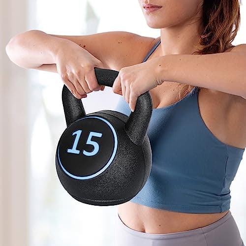 F2C Kettlebell Sets 4 Piece Strength Training KettleBells Weight Set 5lb, 10lb, 15lb, 20lb HDPE Coated Concrete Kettle bell Core Training or Women & Men for Full Body Workout & Exercise Fitness 7