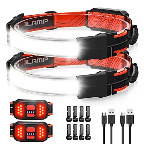 Spriak LED Headlamp Flashlight, 1000lumens 230° Broadbeam Headlight, USB Rechargeable Head Lamp with Red Taillight, Lightweight Waterproof Headlamps for Camping Running Hiking, Hard Hat Headlamp