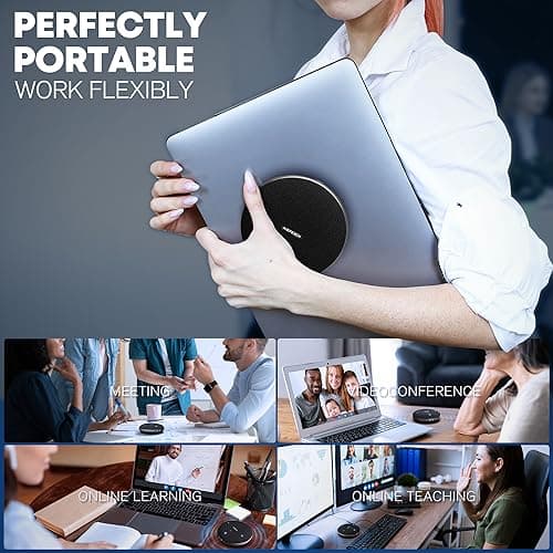 AISPEECH M4 Bluetooth Speakerphone Conference Microphone with AI Noise Reduction Full-Duplex AI Transcription USB Speakerphone 360° Voice Pickup Conference Speaker Home Office for Teams/Zoom, Black 6