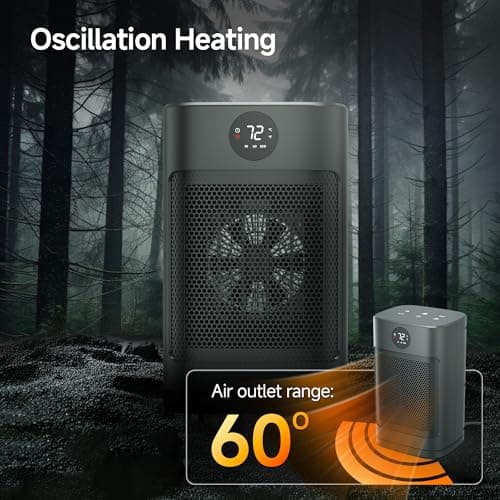 Portable Space Heater for Indoor Use 1500W Personal Ceramic Heater with 3 Heat Settings ECO Mode Overheat Protection Remote Control Small Heater for Room Office Black 4