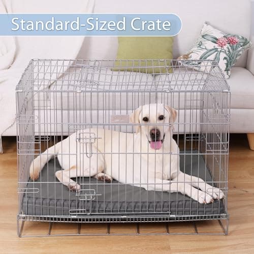 Vonabem Outdoor Waterproof Dog Bed Washable, XL Large Crate Pad 42 inch, Wipeable Leather Pet beds with Removable Cover, Foam Orthopedic Anti-Slip Kennel Pads Reversible, 41"x27" Grey 6