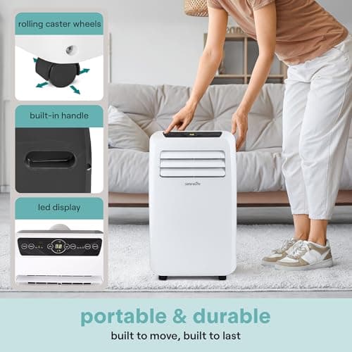 SereneLife Portable Air Conditioner with Heat & Built-in Dehumidifier 10,000 BTU, Portable Heater & AC for Rooms up to 450 Sq Ft - Remote Control & Window Mount Exhaust Kit Included 5