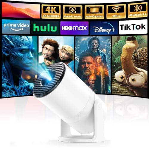 YINCODI Mini Projector with WiFi and Bluetooth [Bulit in Apps] Support 1080P, Auto Keystone, 270° Rotatable Portable Movie Projector Compatibile with Smartphone/HDMI/USB/PS5, for Home & Outdoor Use