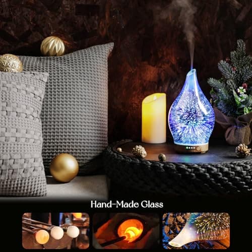 Porseme Oil Diffuser 3D Glass Aromatherapy Ultrasonic Humidifier, Air Refresh Auto Shut-Off, Timer Setting, BPA Free for Home Hotel Yoga Leisure SPA Gift 150ml Last 6H 5