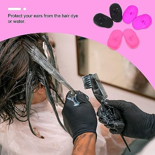 DEARMAMY Hairdressing Ear Cover:3 Pairs Waterproof Silicone Earmuffs for Hair Dye, Flat Iron, Straightener, Hot Styling Tools - Heat Protection Cover 3