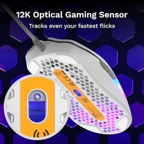 GLORIOUS Model O Eternal Ultralight RGB Gaming Mouse - Wired - 55g Lightweight - Customizable RGB Lighting - 6 Programmable Buttons - Symmetrical Design - 12K DPI Optical Sensor - PC/Mac - White 7
