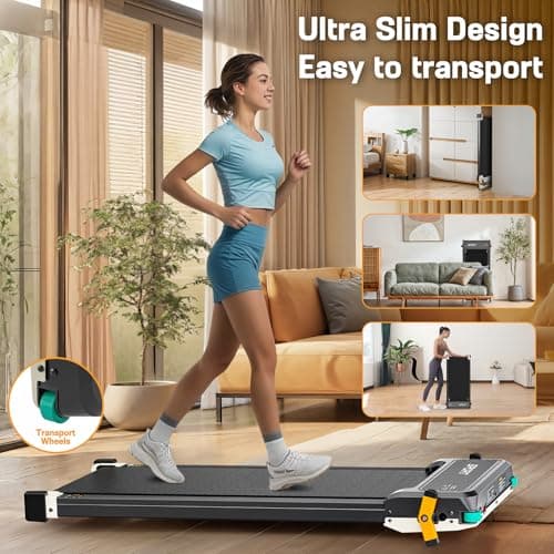 FUNRAY Walking Pad with Incline - Under Desk Treadmill with 2 Control Options, Ultra Slim Design and Double Shock Absorption, LED Display, Powerful and Quiet Treadmill for Walking/Jogging-White 8