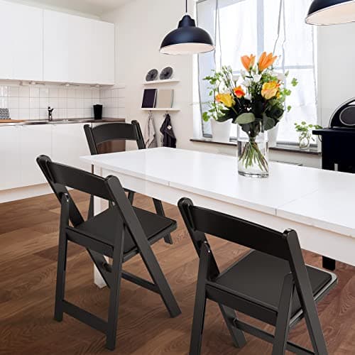 FCH Plastic Folding Chair with Padded Seat, Resin Foldable Chairs with Soft Cushion, Comfortable and Sturdy, Suitable for Indoor and Outdoor, Parties, Weddings, Commercial Events, Black, 1 Pack 2