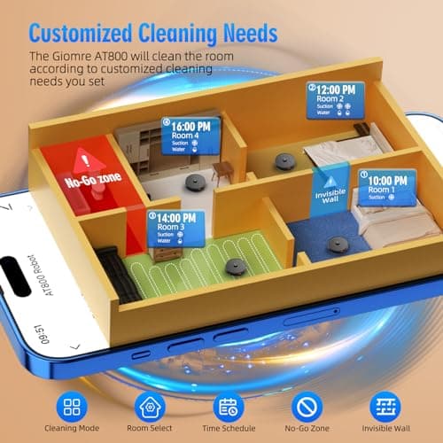 Giomre 3-in-1 Robot Vacuum and Mop Combo, Self Emptying Station for 60 Days, Robotic Vacuum Cleaner with LiDAR Navigation & Max Strong 5000Pa Suction, 2.4G WiFi/Alexa/App Control, Self-Charging Base 6