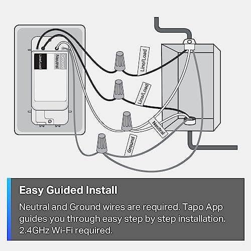 TP-Link Tapo Matter Smart Light Switch: Voice Control w/Siri, Alexa & Google Home | UL Certified | Timer & Schedule | Easy Guided Install | Neutral Wire Required | Single Pole | Tapo S505(2-Pack) 7