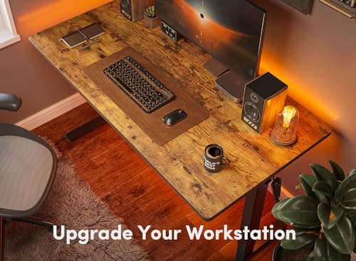 FEZIBO Crank Height Adjustable Desk, 40 Inches Manual Standing Desk, Writing Table with Handle, Home Office Desk with Black Frame/Rustic Brown Top 5