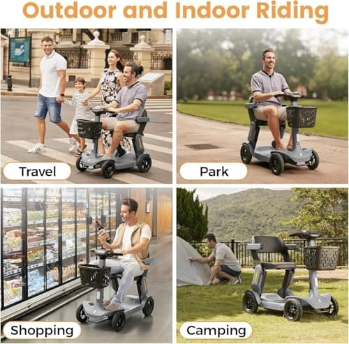 Paiseec S3 Foldable Mobility Scooter for Adults, Seniors - 25 Miles Range, 6 mph, Lightweight Mobility Scooter for Travel, Improved Safety, Large Wheels for Outdoor, LED Headlight, Basket 6