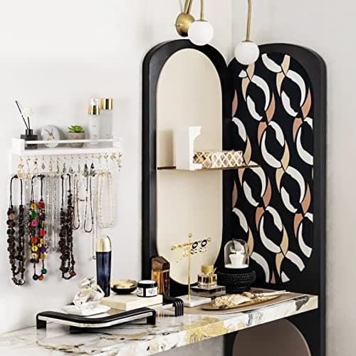 Zhithink Hanging Jewelry Organizer, Hanger with 30 Hooks,Wall Mounted for Necklace, Earrings and Rings(White) 7