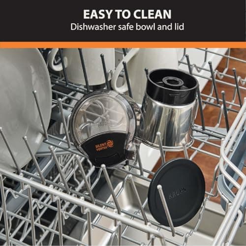 KRUPS: 3oz Coffee Grinder, Ultimate Silent Vortex Plastic and Stainless Steel Grinder with Removable Bowl Mess-Free, 8 Times Quieter, 2 Speeds 240 Watts,Dry Herbs,Dishwasher Safe,12 cups ground Silver 5