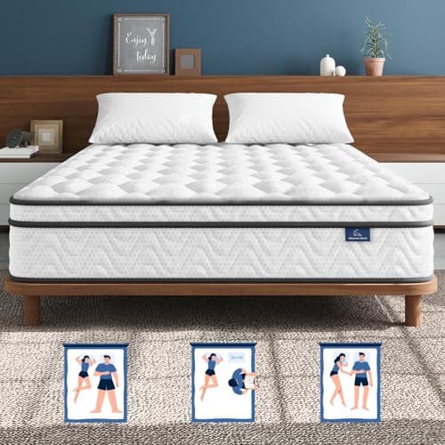 Vesgantti Queen Size Mattress 10 Inch, Fiberglass-Free | Cool Sleep Hybrid Mattress in a Box - Memory Foam & Pocket Springs, Ergonomic Design, Pressure Relief, Medium Firm Feel, 60"×80"×10"