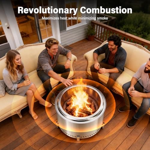 HGD 20 Inch Smokeless Patio Fire Pit, Outdoor Wood Burning Stove, Stainless Steel Firepit for Backyard, Patio, Garden, Picnic 9