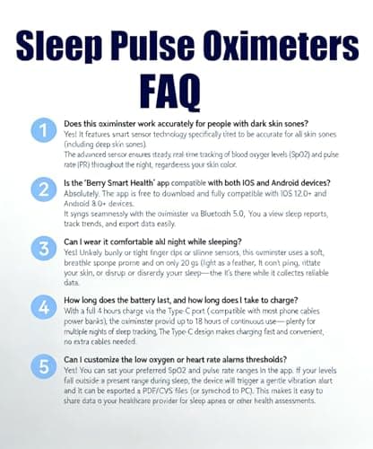 Pepultech Wrist Sleep Pulse Oximeter, Rechargeable Continuous SpO2 & Heart Rate Monitor with Buzzer Reminder, Bluetooth Blood Oxygen Saturation Tracker with Free APP Sleep Report- Non Medical Use 7