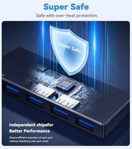 IVIIN USB 3.0 Hub, 4 Port USB Hub Splitter, USB A Expander Portable USB Adapter Multiport Data Hub for Laptop, iMac Pro, MacBook Air, Mac mini/Pro, Surface Pro, USB Flash Drives, and Mobile HDD-Black 5