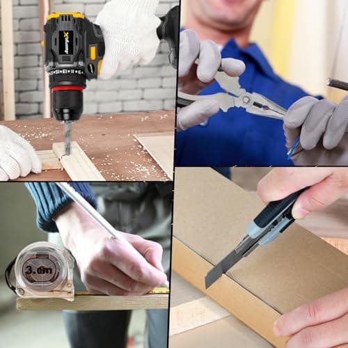 AwxryoX Brushless Compact Drill Tool Set, 60N.m 20V Cordless Drill Tool Box with 2 Battery, 135Pcs Man Household Combo Set with DIY Hand Taladros Kits, 531 In-lb Kit with Drill for Daily Home Repair 7