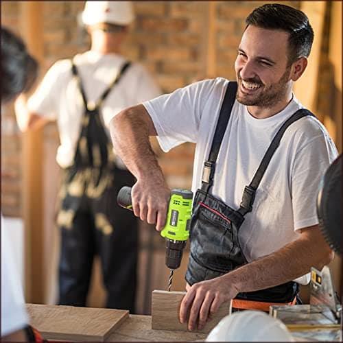 FADAKWALT Cordless Drill Set,12V Power Drill Set with Battery and Charger, Electric Driver/Drill Bits, 3/8'' Keyless Chuck,21+1 Torque Setting, 180 inch-lbs, with LED Electric Drill Set (Green) 7