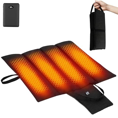 10000mAh Heated Seat Cushion Battery Operated - Foldable Portable USB Rechargeable Heating Seat Cushion for Office, Bleacher, Stadium,