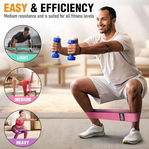 Fabric Resistance Bands for Working Out - Exercise Bands for Women and Men, Booty Bands for Legs and Glute, Yoga, Pilates, Rehab, Fitness and Home Workout 5