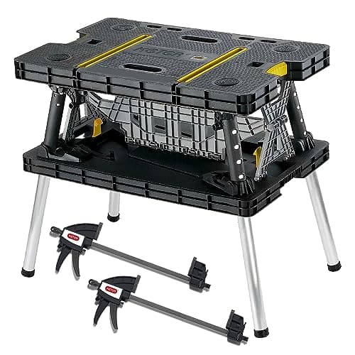 Keter Heavy-Duty Folding Workbench with 1,000 Pound Capacity - Foldable Work Table for Garage, Woodworking, and Outdoor Workshop with 12 Inch Adjustable Clamps 9