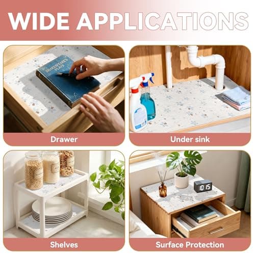 RAY STAR 12X120 Inch Shelf Liner for Kitchen Cabinets, Non-Adhesive Cabinet Liner Washable, PVC Drawer Liner for Dresser Non-Slip Bathroom (Floral)(1 Roll) 6