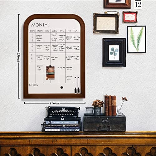 Walnut Magnetic Whiteboard Calendar with Solid Wood Frame - Monthly Dry Erase Wall Calendar for Home or Office - 17"x23" 8