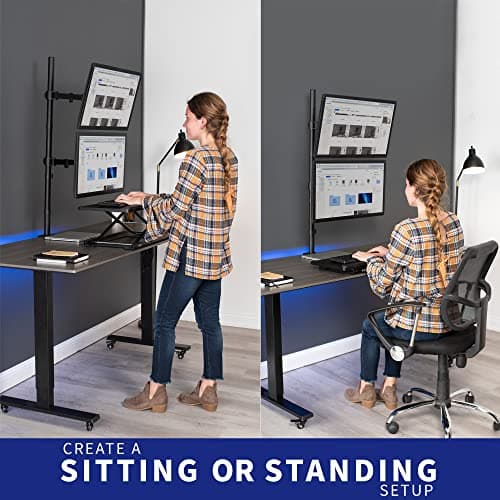 VIVO Extra Tall Vertically Stacked Dual Monitor Desk Mount Stand with 39 inch Stand-up Pole, Fully Adjustable Extended Arms, Fits 2 Screens up to 27 inches, STAND-V012T 6