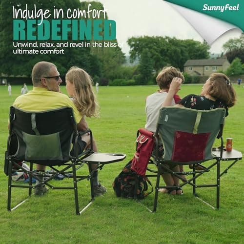 SUNNYFEEL Oversized Camping Directors Chair, Portable Folding Lawn Chairs for Adults Heavy Duty with Side Table,Pocket for Beach, Fishing,Picnic,Concert,Tailgating, Outdoor Foldable Camp Chair 4