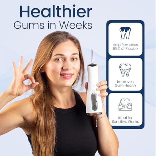 Water Flosser - Portable Cordless Rechargeable Water Dental Flosser for Teeth and Braces with 4 Modes, 5 Tips, 300 ml Capacity, and 90 Sec AutoShut-Off Feature 7