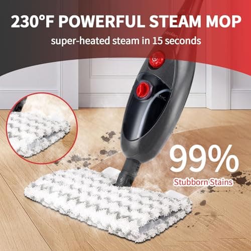 MOOLAN 10 in 1 Steam Mop, Detachable MultiPurpose Handheld Steam Mop Cleaning for Hardwood/Tile/Laminate Floors Window Wall Whole Home Use 5