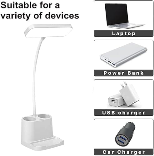 Bovmics LED Desk Lamps for Home Office, Desk Lamp with Touch Control, Stepless Dimming, 3 Color Modes, Pen Holder and Night Light- Gooseneck Desk Light for Study, Reading 6