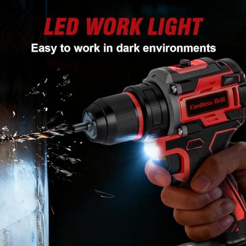 21V Brushless Cordless Drill Set, PowerDrill with 2.0Ah Battery and Charger, 575 Inch Pounds, 3/8" Metal Keyless Chuck ElectricDrill, Compact Design, 25+1Position, 87Pcs Accessories, Gifts for Dad Men 6